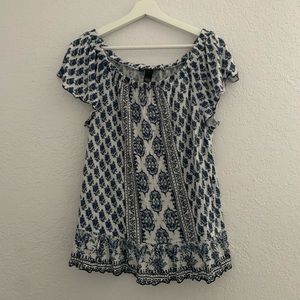 INC White and Blue Top